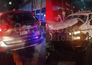 Fuerte choque de patrulla de la Guardia Nacional y camioneta en Morelia