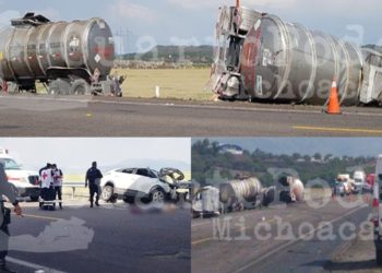 Un muerto en choque de camioneta y tráiler-cisterna en la Cuitzeo-Salamanca