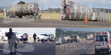Un muerto en choque de camioneta y tráiler-cisterna en la Cuitzeo-Salamanca