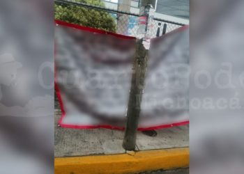 Cuelgan “narcomantas” en Zamora
