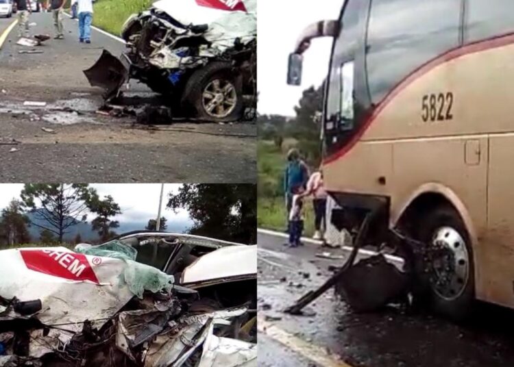 Choque de autobús deja 1 muerto y 3 heridos en la Uruapan-Carapan