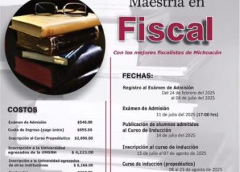 Unidad Profesional de Zamora invita a inscribirse en la Maestría en Fiscal; el viernes concluye plazo de registro.