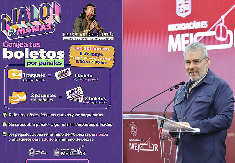 Concierto de Marco Antonio Solís, un acto de amor por las mamás michoacanas: Bedolla invita a donar pañales