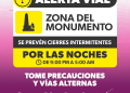 Sedum activa rutas alternas en el Monumento por obras de Teleférico y Morebús