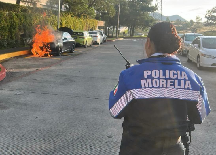 Se quema auto de lujo en Altozano